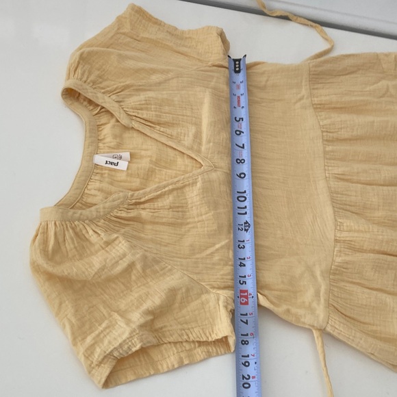 PACT Organic Cotton Coastal Gauze Breezy Dress with Pockets Sungold Yellow Small - Picture 9 of 10